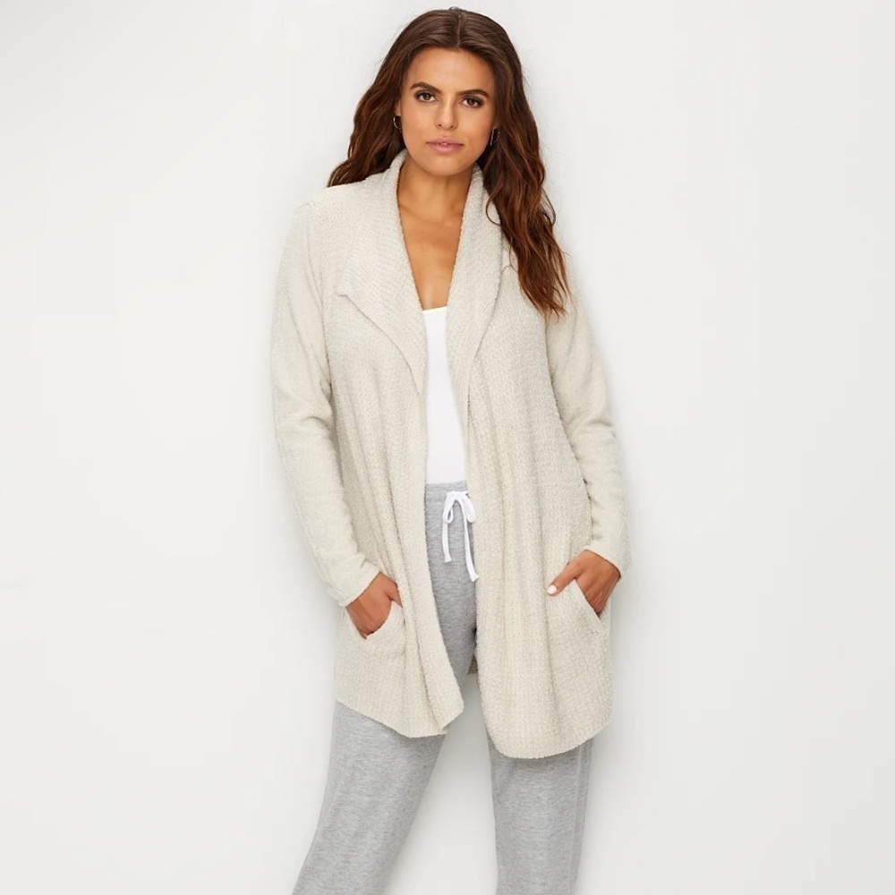 BAREFOOT DREAMS Cozychic Lite Coastal Cardi taupe beige size small